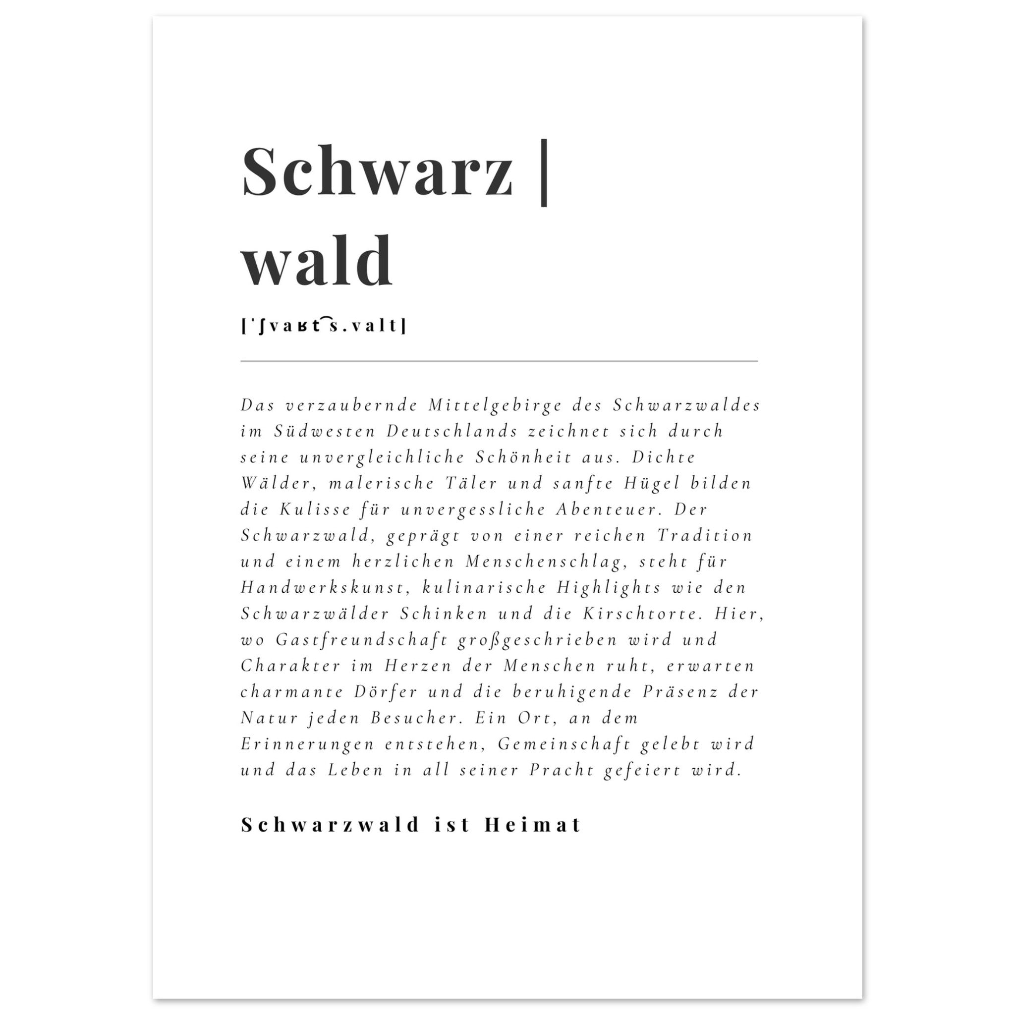 Premium Poster "Definition Schwarzwald"