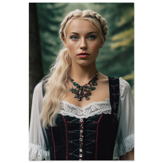 Frau in bayerischen Dirndl im Wald